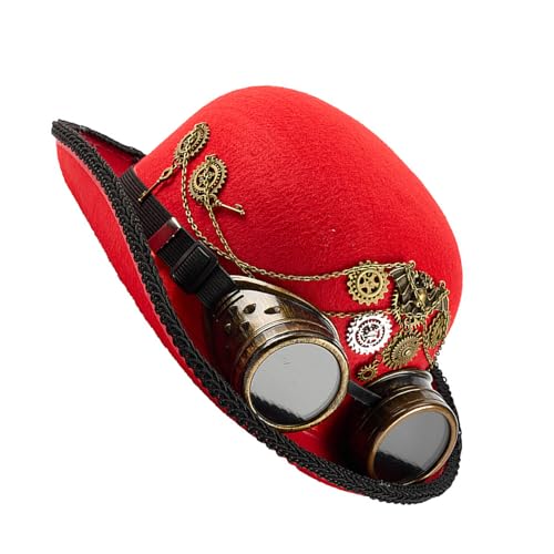 Itkcozcg Hut aus Wolle, Punk, mit abnehmbarer Brille, industrielles Getriebe-Design, Halloween-Party, Kopfschmuck, Cosplay, Kopfbedeckung, Kostüm, Hut für Damen und Herren Itkcozcg Hut aus Wolle, Punk, mit abnehmbarer Brille, industrielles Getriebe-Design, Halloween-Party, Kopfschmuck, Cosplay, Kopfbedeckung, Kostüm, Hut für Damen und Herren von Itkcozcg