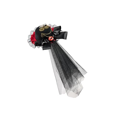Itkcozcg Kleiner Zylinder im Punk-Stil, mit Metall-Zahnradkette und Spitzenbesatz, Unisex, Vintage-Kostüm, Kopfschmuck für Halloween, Party, Cosp Itkcozcg Kleiner Zylinder im Punk-Stil, mit Metall-Zahnradkette und Spitzenbesatz, Unisex, Vintage-Kostüm, Kopfschmuck für Halloween, Party, Cosp von Itkcozcg