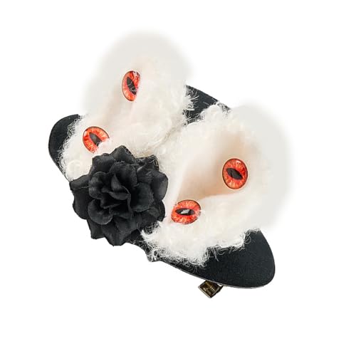 Itkcozcg Kleiner Zylinder im Vintage-Stil mit Clip, Hasenohren, weicher Filz für Halloween, Cosplay, Foto-Requisiten und elegantes Outfit-Zubehör von Itkcozcg