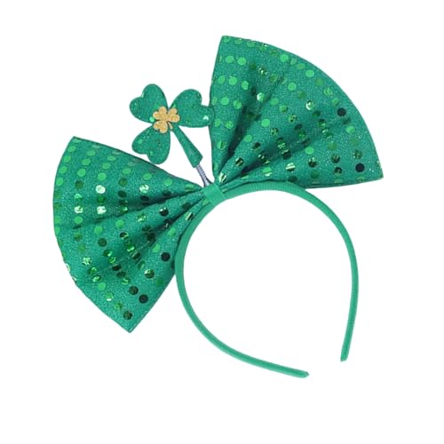 Itkcozcg Leprechaun Blingbling Stirnband Kleeblatt Spitze Kopfbedeckung Bowknot Foto Requisiten Irish Day Party Kopfbedeckung Cosplay Zubehör von Itkcozcg