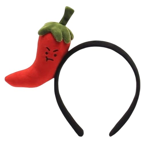 Itkcozcg Lustiger Haarreif mit Chili-/Lauch-/Ingwer-Motiv, Plüsch, Gemüse, Kopfschmuck für Mottoparty, Fotografie, Requisiten, Event, Dressingup, Zubehör, Cartoon-Kostüm, Haarband von Itkcozcg