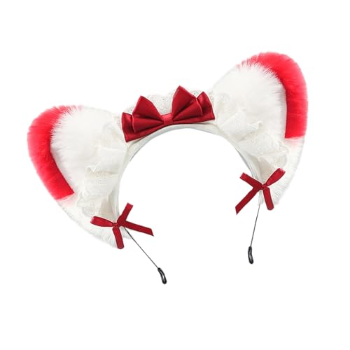Itkcozcg Plüsch-Katzenohren-Haarreif für Dienstmädchen, Cosplay, Kostümpartys, weiche Schleife, Haar-Accessoire in 6 Farben von Itkcozcg
