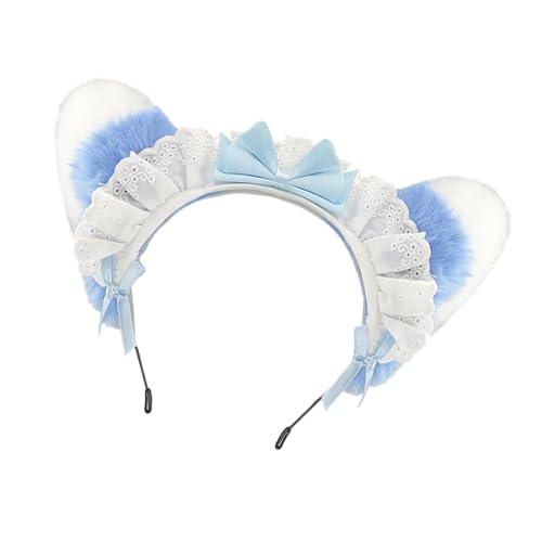 Itkcozcg Plüsch-Katzenohren-Haarreif für Dienstmädchen, Cosplay, Kostümpartys, weiche Schleife, Haar-Accessoire in 6 Farben von Itkcozcg