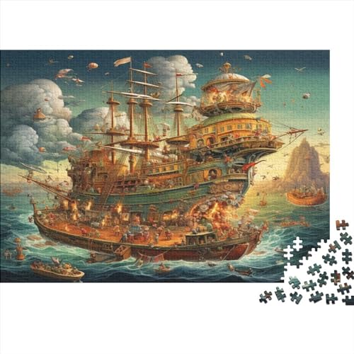 1000 Teile Schiffspuzzle für Erwachsene, kreatives Holzpuzzle für Teenager, Puzzle zum Stressabbau, schwieriges Herausforderungspuzzle für Erwachsene und Teenager, 1000 Teile (75 x 50 cm) von ItoNC
