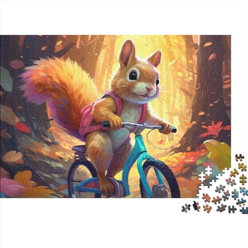 300-teiliges Puzzle für Erwachsene, Fahrrad-Eichhörnchen-Puzzle, kreative Holzpuzzles, Impossible-Puzzle, Brain Challenge-Puzzle für Jugendliche, 300 Teile (40 x 28 cm) von ItoNC