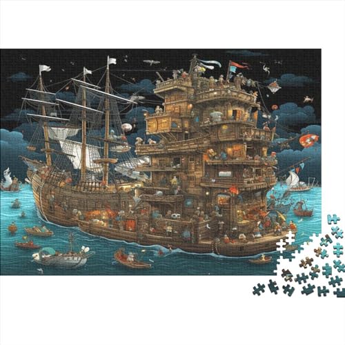 Puzzle für Erwachsene, 1000-teiliges Puzzle, Schiffspuzzle, Holzpuzzle für Erwachsene und Kinder, Lernspielzeug, 1000 Teile (75 x 50 cm) von ItoNC