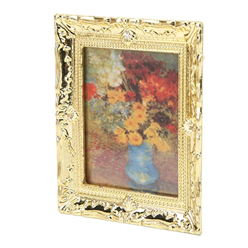 Mini Wandbild Gold Bilderrahmen Ölmalerei Blumenmuster Modell 1:12 Puppenhauszubehör für Wohnzimmer, Schlafzimmer, Arbeitszimmer, Puppenhausdekoration, Ideales Mini Wandbild Gold Bilderrahmen Ölmalerei Blumenmuster Modell 1:12 Puppenhauszubehör für Wohnzimmer, Schlafzimmer, Arbeitszimmer, Puppenhausdekoration, Ideales von Itonash