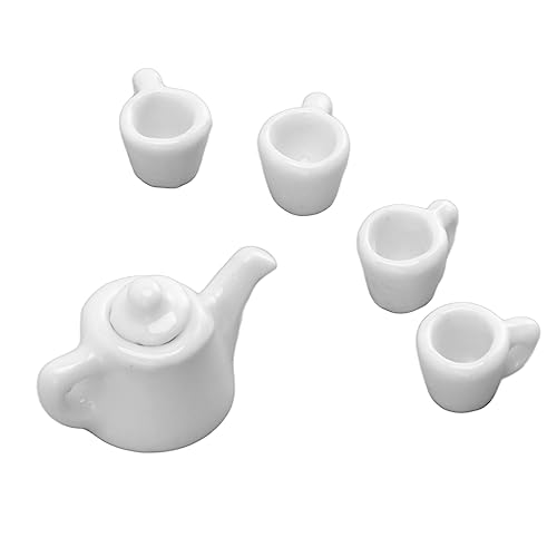 Miniatur-Porzellan-Teeset, Exquisites Reines Weißes Puppenhaus-Teeset für Kinder, mit 4 Tee Tassen und Einer Teekanne, Ideales Weihnachts für Rollenspiele, Dekor Partys Miniatur-Porzellan-Teeset, Exquisites Reines Weißes Puppenhaus-Teeset für Kinder, mit 4 Tee Tassen und Einer Teekanne, Ideales Weihnachts für Rollenspiele, Dekor Partys von Itonash