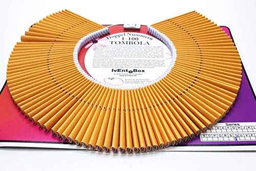 IvEnt.Box Doppellose am Ring, Farbe orange, 100 Tombola Lose mit Doppelnummern 1-100 von IvEnt.Box