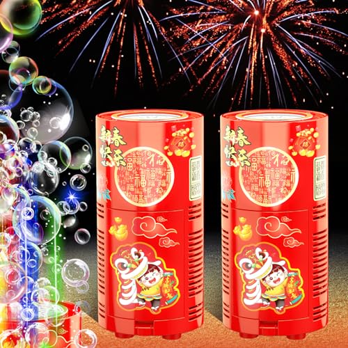 Feuerwerks-Seifenblasenmaschine (2 PCS 13 Löcher), Automatischer Feuerwerks-Seifenblasenhersteller mit Lichtern und abschaltbarem Sound für Kinder, Zeremonie, Weihnachten, Party von Ivtivfu