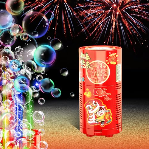 Feuerwerk Seifenblasenmaschine (13 Löcher mit 80ml Seifenblasenlösung), Automatischer Feuerwerk Seifenblasenhersteller mit Lichtern und abschaltbarem Sound für Kinder, Zeremonie, Weihnachten, Party von Ivtivfu