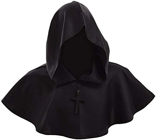 IvyRobes Mittelalter Gugel Kapuzen mit Kreuz Halskette Halloween Kostüme Gugel Mantel Mönch Cosplay für Herren & Damen von IvyRobes