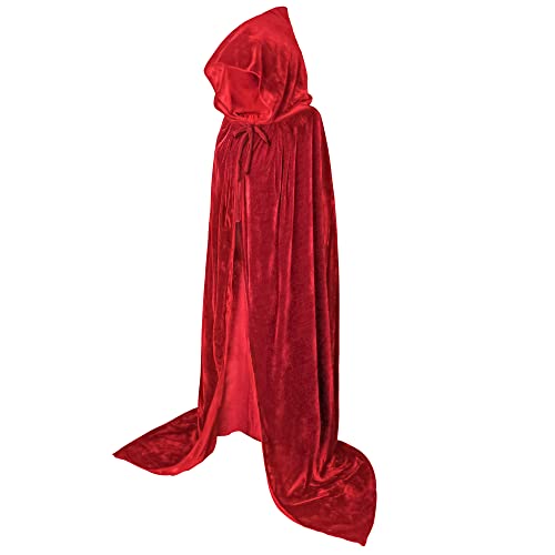 IvyRobes Umhang mit Kapuze Lange Samt Umhang Cape Halloween Scream Kostüm Erwachsene Vampir Karneval Cosplay Rot M von IvyRobes