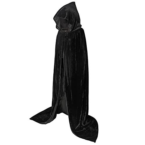 IvyRobes Umhang mit Kapuze Lange Samt Umhang Cape Halloween Scream Kostüm Erwachsene Vampir Karneval Cosplay Schwarz M von IvyRobes