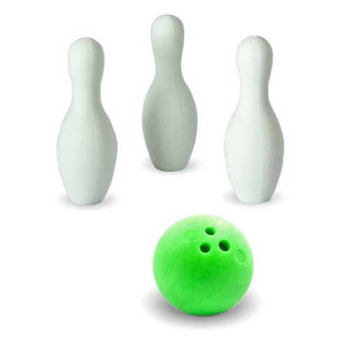 Iwako Puzzle Radiergummi zum Sammeln Bowling Kugel 3 Bowling Kegel Pins und Sticker grün von Iwako