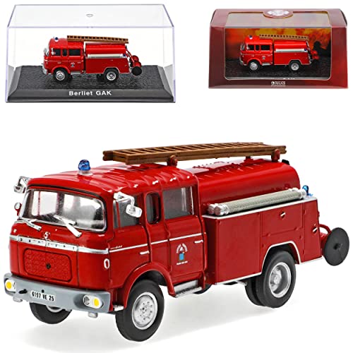 Berliet GAK Feuerwehr Rot 1/72 Atlas Modell Auto mit individiuellem Wunschkennzeichen von Ixo