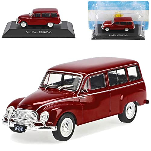 Ixo Auto Union 1000 S Kombi Rot 1958-1963 mit Sockel 1/43 DeAgostini Modell Auto mit individiuellem Wunschkennzeichen von Ixo