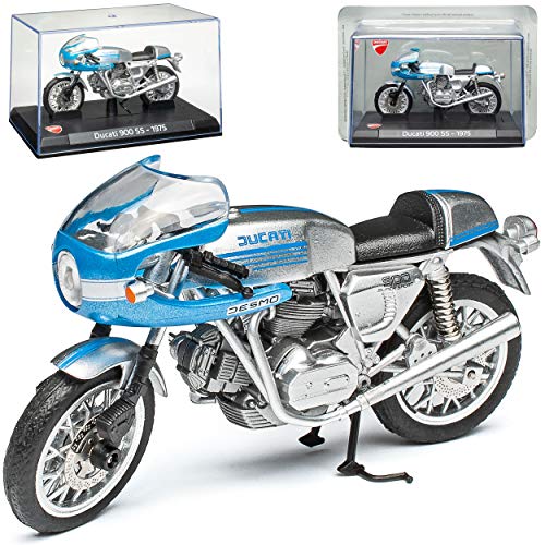 IXO Ducati 900 SS Silber Blau 1975 1/24 Hachette Modell Motorrad mit individiuellem Wunschkennzeichen von IXO