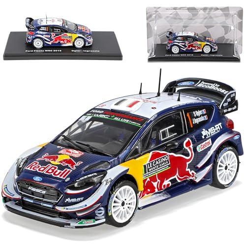 Ixo Ford Fiesta WRC Rallye Monte Carlo Ogier Ingrassia Moncao 2018 mit Sockel 1/43 Modell Auto mit individiuellem Wunschkennzeichen von Ixo