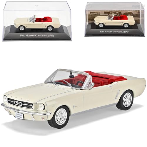 Ixo Ford Mustang I Cabrio Cream Beige 1964-1966 mit Sockel und Vitrine 1/43 Modell Auto von Ixo