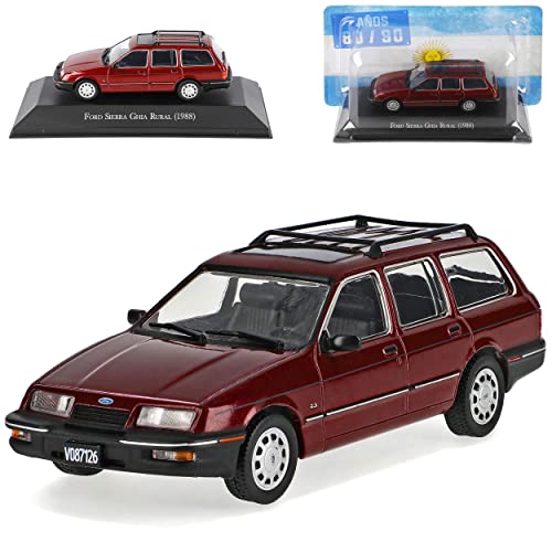 Ixo Ford Sierra GHIA Rural Kombi Rot 1982-1993 mit Sockel 1/43 DeAgostini Modell Auto mit individiuellem Wunschkennzeichen von Ixo