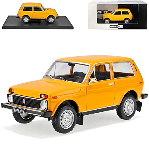 Ixo Lada Niva was 2121 Dunkel Gelb Ab 1976 Mit Sockel 1/24 Whitebox Modell Auto mit individiuellem Wunschkennzeichen von Ixo