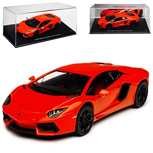Ixo Lamborgihini Aventador LP700-4 Coupe Orange Ab 2011 1/43 Atlas Modell Auto mit individiuellem Wunschkennzeichen von Ixo