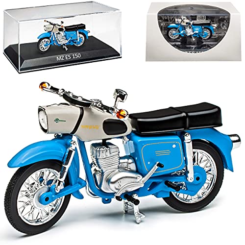 IXO MZ ES 150 125 Beige Blau 1962-1978 DDR 1/24 Atlas Modell Motorrad mit individiuellem Wunschkennzeichen von IXO