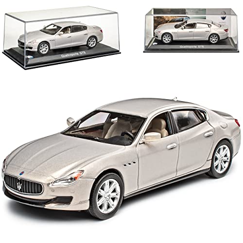 IXO Defekte Vitrine Maseratti Quattroporte GTS Limousine Silber Grau Ab 2013 mit Sockel und Vitrine 1/43 Modell Auto mit individiuellem Wunschkennzeichen von IXO