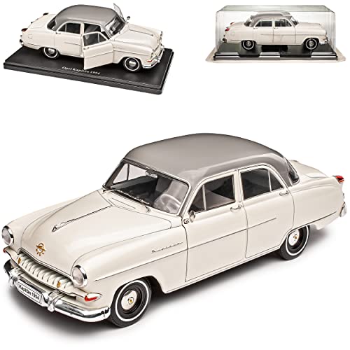 IXO Opel Kapitän Limousine Weiss mit Dach in Grau 1953-1955 Mit Sockel 1/24 Agostini Modell Auto Modellcarsonline Modell Auto von IXO