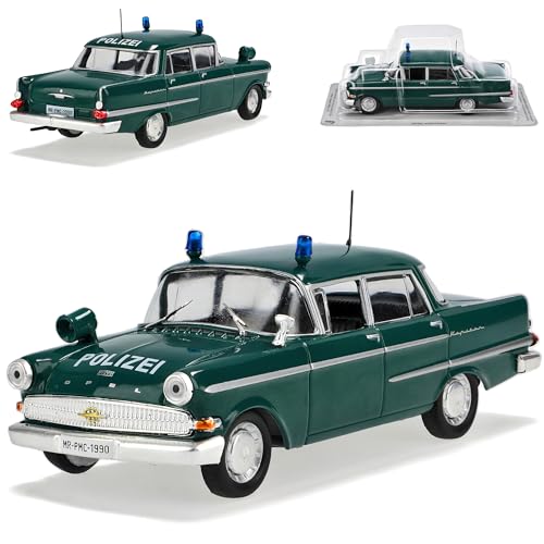 Ixo Opel Kapitän PII Polizei Limousine Grün 1959-1964 1/43 Modell Auto mit individiuellem Wunschkennzeichen von Ixo