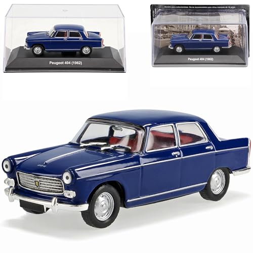 Ixo Peugeot 404 Limousine Blau 1960-1975 mit Sockel und Vitrine 1/43 Modell Auto von Ixo