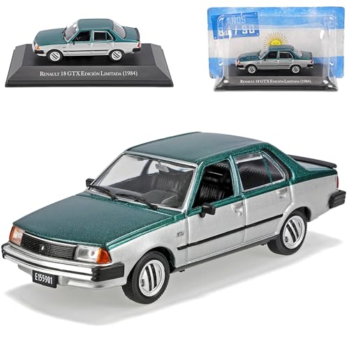Ixo Renautl 18 R18 GTX Limousine Grün Silber 1978-1994 mit Sockel 1/43 DeAgostini Modell Auto mit individiuellem Wunschkennzeichen von Ixo