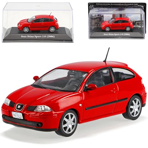 Ixo Seat Ibiza 6L Rot 3 Türer 3. Generation 2002-2008 mit Sockel und Vitrine 1/43 Modell Auto von Ixo