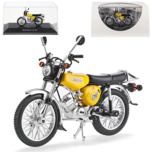 Ixo Simson S 51 Raps Gelb 1980-1990 DDR Mokick Moped 1/24 Atlas Modell Motorrad mit individiuellem Wunschkennzeichen von Ixo