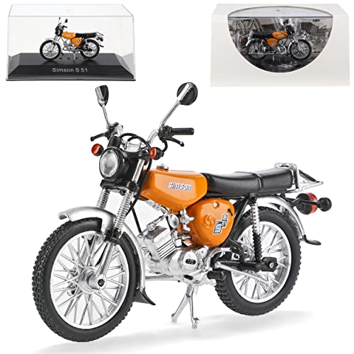 Ixo Simson S 51 Sahara Braun 1980-1990 DDR Mokick Moped 1/24 Atlas Modell Motorrad mit individiuellem Wunschkennzeichen von Ixo