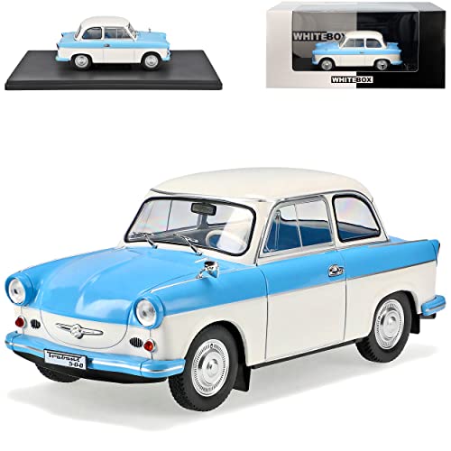 Ixo Trabant P50 Limousine Blau Weiss 1958-1962 Mit Sockel 1/24 Whitebox Modell Auto von Ixo