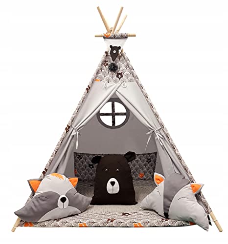 Izabell, Tipi, Kinder Spielzelt, Teepee, Zelt mit Fenster, Braun von Izabell