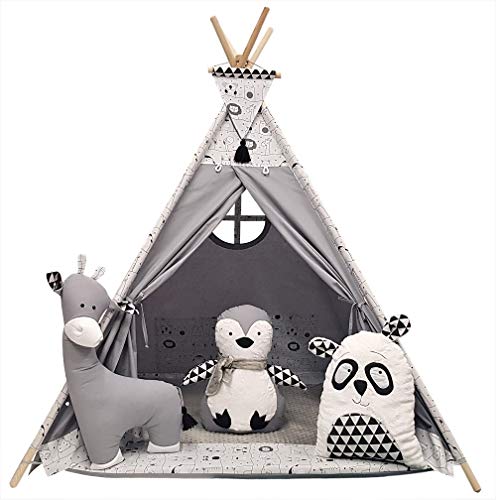 Kinder Spielzelt Teepee Tipi Set für Kinder drinnen draußen Spielzeug Zelt Indianer Indianertipi mit Fenster Tipi mit Zubehör Tipizelt Zoo von Izabell