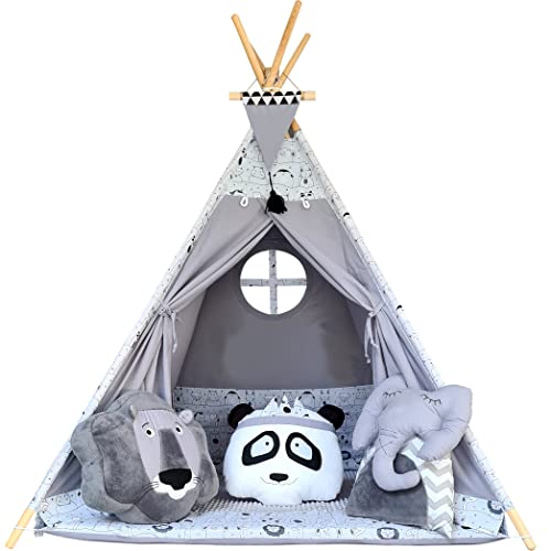 Izabell Zelt für Kinder Tipi Kinder Spielzelt Teepee Zelt mit Fenster Tipizelt Spielset für Kinder Safari von Izabell