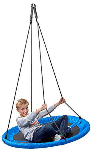 Izzy Nestschaukel Outdoor, Textilene Material PE-Kunststoff, wetterfest, weiches Nest, TÜV Rheinland GS Mehrkinderschaukel, 150 kg Tragkraft - Blau, 110D x 110B x 180H cm von Izzy