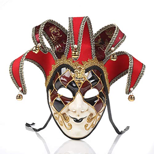 Venezianische Maskerade-Masken, Gesichtsnarr Jolly Joker Venezianische Maskerade-Maske, Halloween, Cosplay-Maske für Party, Ball, Abschlussball, Karneval, Wanddekoration von J-ouuo