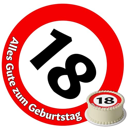 J&M DECO Tortenaufleger 18. Geburtstag – essbare Kuchendeko Ø 20 cm – Tortenbild mit Zahlmotiv für junge Erwachsene – Zuckerpapier Tortendeko – gebrauchsfertig J&M DECO Tortenaufleger 18. Geburtstag – essbare Kuchendeko Ø 20 cm – Tortenbild mit Zahlmotiv für junge Erwachsene – Zuckerpapier Tortendeko – gebrauchsfertig von J&M DECO