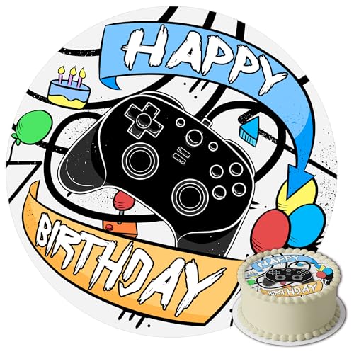 J&M DECO Tortenaufleger Gamer – essbare Kuchendeko Ø 20 cm – Tortenbild mit Gaming-Motiv für Jungengeburtstag – Zuckerpapier Tortendekoration – gebrauchsfertig J&M DECO Tortenaufleger Gamer – essbare Kuchendeko Ø 20 cm – Tortenbild mit Gaming-Motiv für Jungengeburtstag – Zuckerpapier Tortendekoration – gebrauchsfertig von J&M DECO