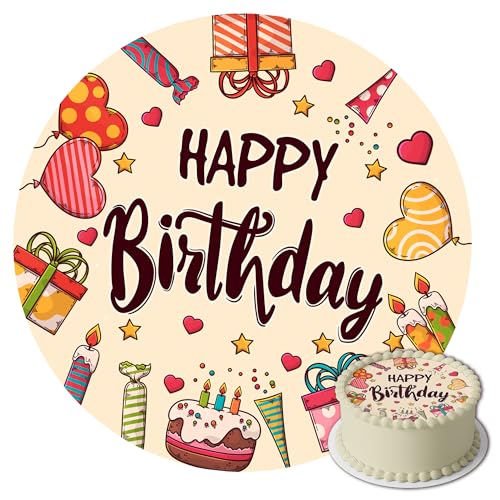 J&M DECO Tortenaufleger Happy Birthday – essbare Kuchendeko Ø 20 cm – bunte Tortendekoration für Geburtstagstorte – Zuckerpapier Tortenbild – gebrauchsfertig – Made in EU J&M DECO Tortenaufleger Happy Birthday – essbare Kuchendeko Ø 20 cm – bunte Tortendekoration für Geburtstagstorte – Zuckerpapier Tortenbild – gebrauchsfertig – Made in EU von J&M DECO