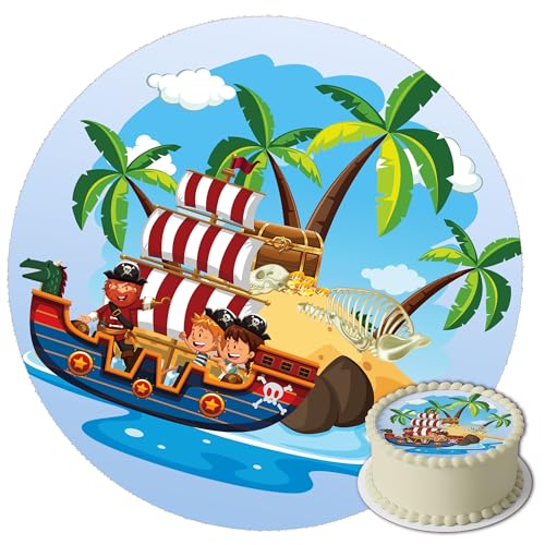 J&M DECO Tortenaufleger Pirat – essbare Tortendeko Ø 20 cm – Kuchenaufleger für Piraten Kindergeburtstag – Tortenbild auf Zuckerpapier – gebrauchsfertig – Made in EU J&M DECO Tortenaufleger Pirat – essbare Tortendeko Ø 20 cm – Kuchenaufleger für Piraten Kindergeburtstag – Tortenbild auf Zuckerpapier – gebrauchsfertig – Made in EU von J&M DECO