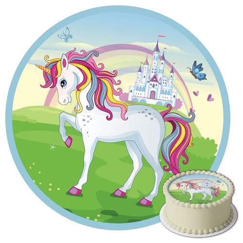 J&M DECO Tortenaufleger Einhorn essbar – rund 20cm Ø – Zuckerdekoration für Kindergeburtstag – hochwertige Tortendeko für Mädchen – sofort verwendbar – EU Produktion J&M DECO Tortenaufleger Einhorn essbar – rund 20cm Ø – Zuckerdekoration für Kindergeburtstag – hochwertige Tortendeko für Mädchen – sofort verwendbar – EU Produktion von J&M DECO