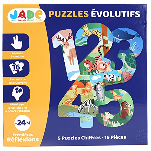 J.A.D.E - Evolving Cipher Puzzle - Educational Game - First Reflections - 053312-16 Pieces - Multicolor - Cardboard - French Design - Children's Puzzle - Jade - 25 cm x 25 cm - from 2 Years Old. von J.A.D.E