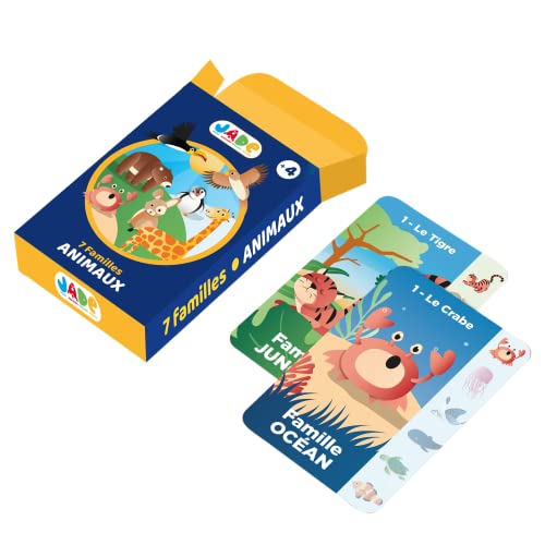 J.A.D.E - 7 Familien-Spiel zum Thema Tiere - Kartenspiel - 142121-54 Karten - Mehrfarbig - Kartonpapier - Französisches Design - Kinderpuzzle - Jade - Ab 4 Jahren J.A.D.E - 7 Familien-Spiel zum Thema Tiere - Kartenspiel - 142121-54 Karten - Mehrfarbig - Kartonpapier - Französisches Design - Kinderpuzzle - Jade - Ab 4 Jahren von J.A.D.E