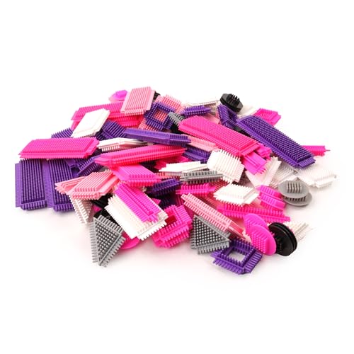 J.A.D.E - Bausteine - Konstruktionsspiel - 056906-100 Teile - Rosa - Kunststoff - Kinderspielzeug - Sensorische Steine - Motorik - Montageblock - ab 2 Jahren von J.A.D.E